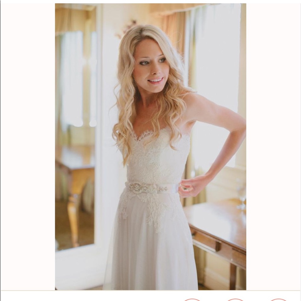Lazaro Strapless Sheath Gown in Alencon Lace / 32771412 Style 3004 Wedding Dress